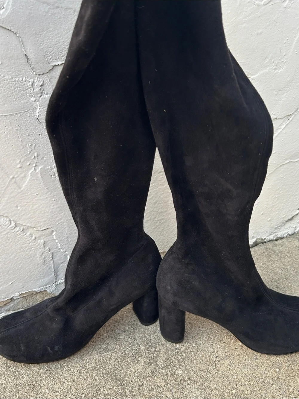 Reformation Belinda Knee High Boots Black Stretch Suede Size 7 Women